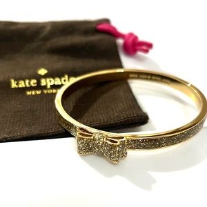 Kate Spade Gold Glitter Bow Bangle Bracelet